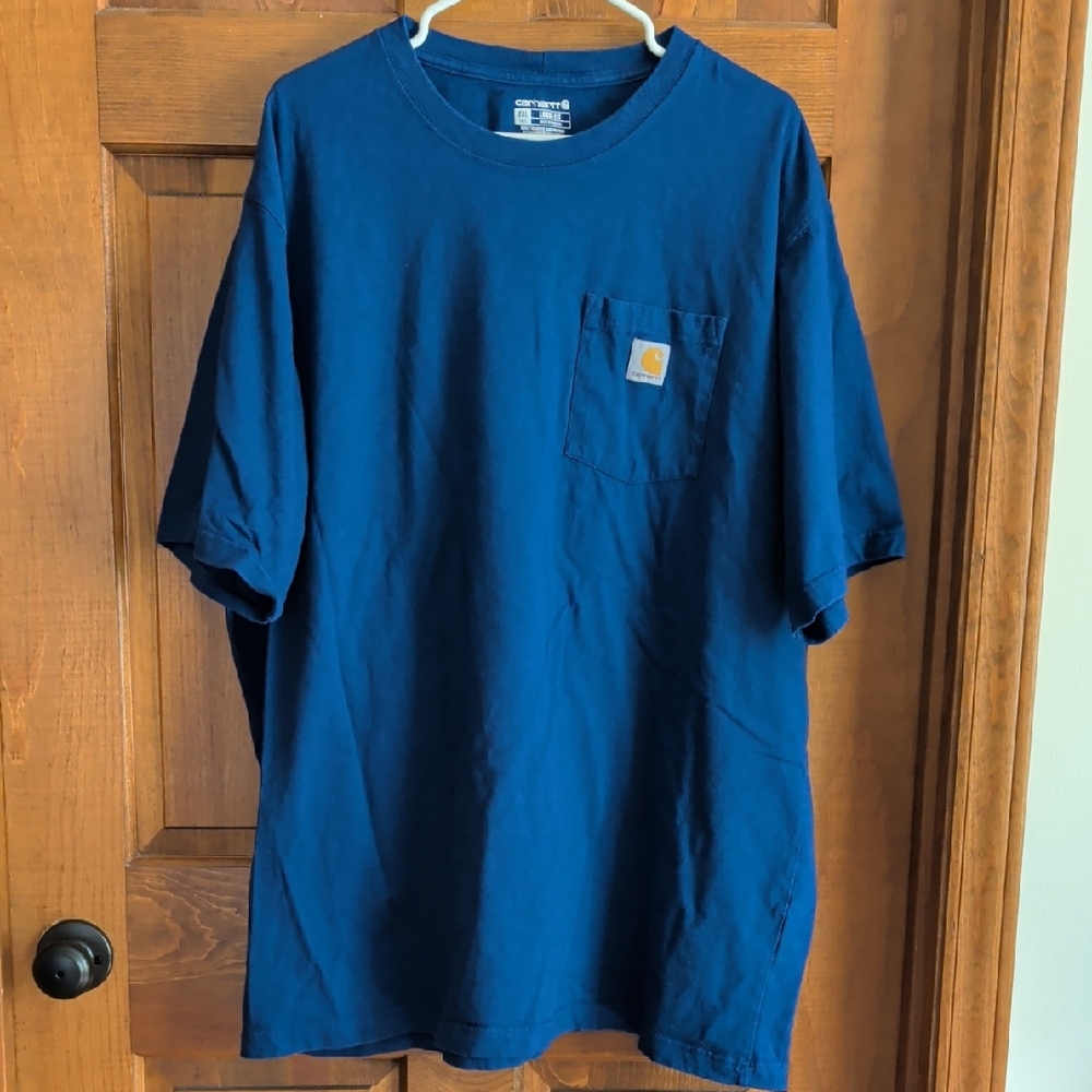Carhartt Navy Pocket Tee with Logo Patch